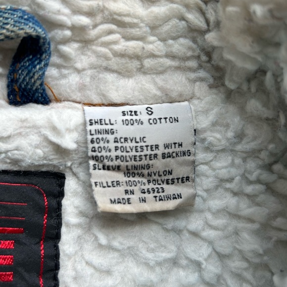 Vintage 80s lined denim vest, dark denim, fuzzy Sherpa lining, used gd condition - Picture 5 of 10